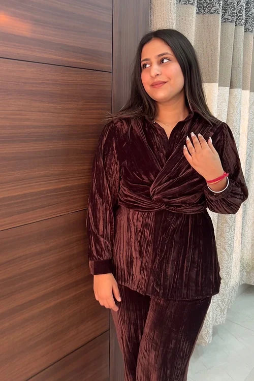 Classy Brown Velvet Coord