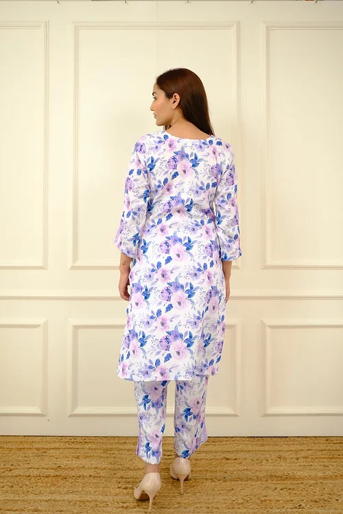 Hania Pastel Floral Pakistani Kurta Set