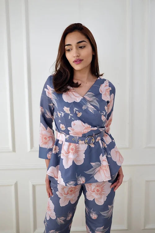 Gray Floral Summer Coord