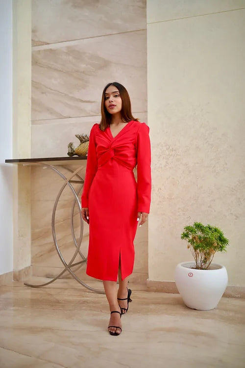 Lyla Bold Formal Midi With Statement Neckline