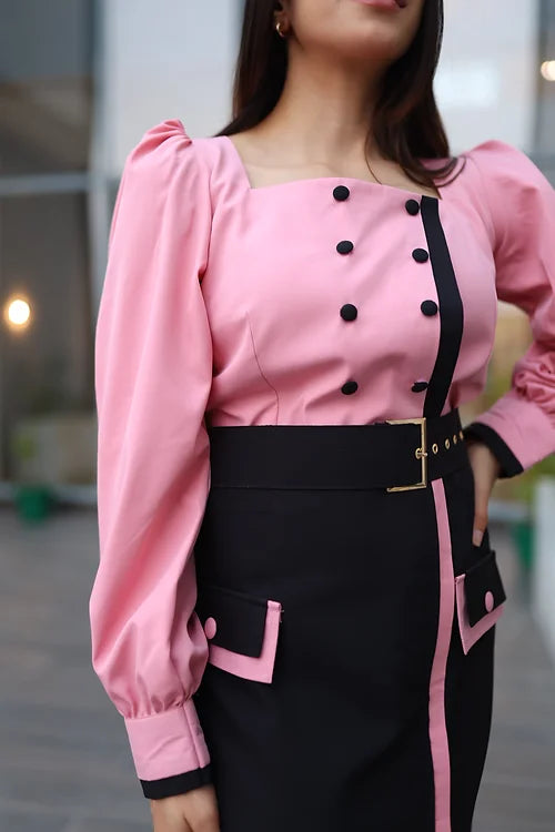 Classy Two Tone Skirt Set