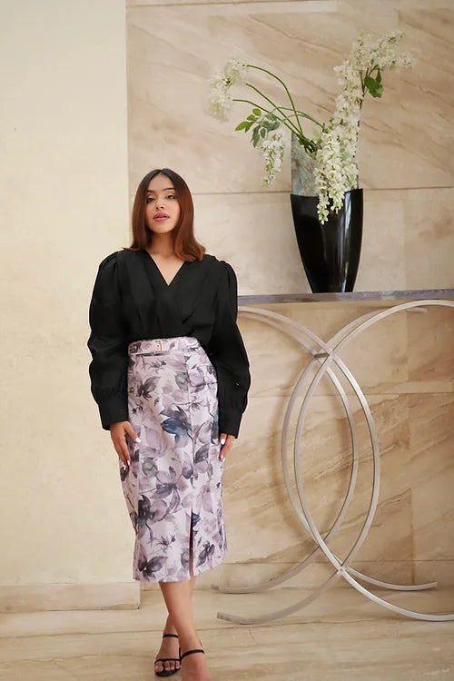Lyla Pastel Skirt With Black Formal Pleated Top