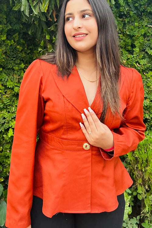 Lyla Classy Orange Peplum Top