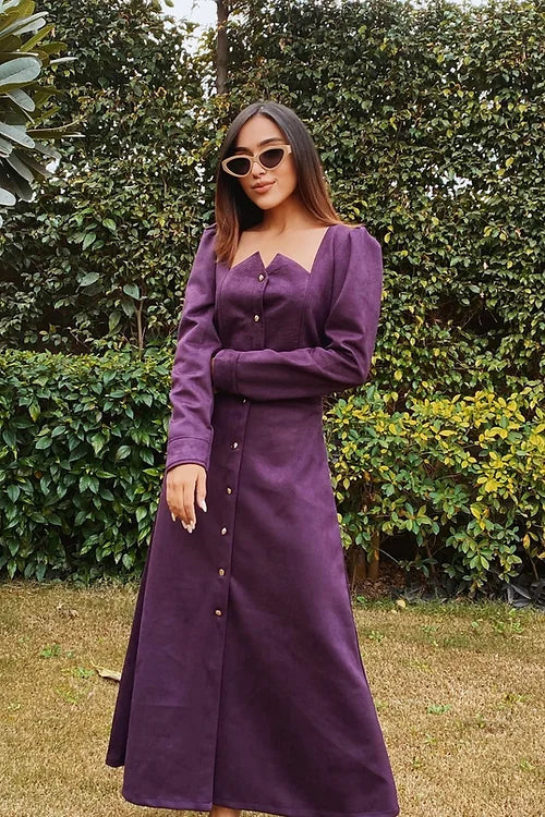 Tyra Purple Suede Dress