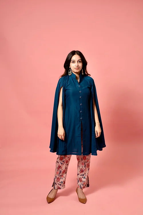 Tahira Statement Sleeves Kurta with Print Trousers