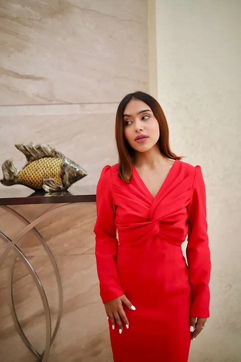 Lyla Bold Formal Midi With Statement Neckline