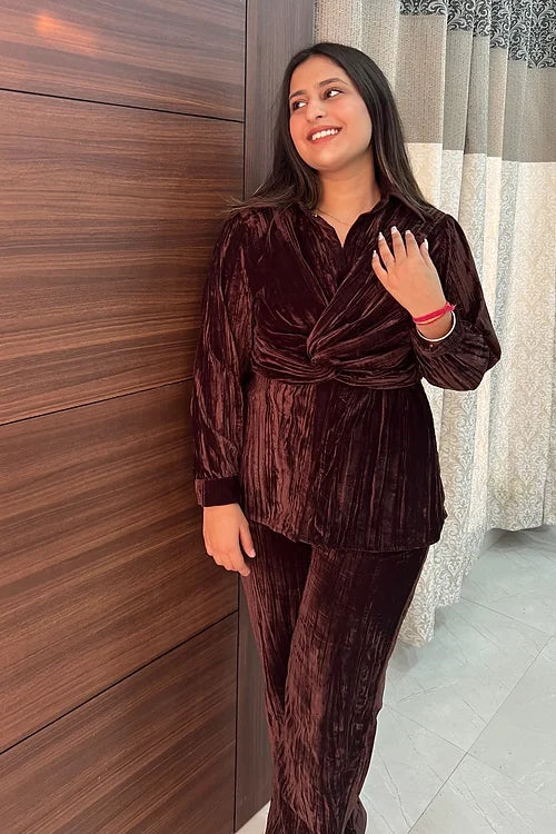 Classy Brown Velvet Coord