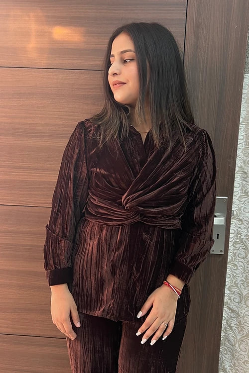 Classy Brown Velvet Coord