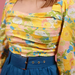Sunny Print Pleated Summer Top