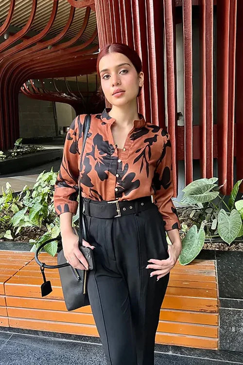 Brown And Black Formal Coord Set